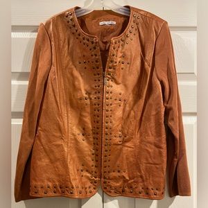 Peter Nygard Leather Bomber Style Jacket Size L